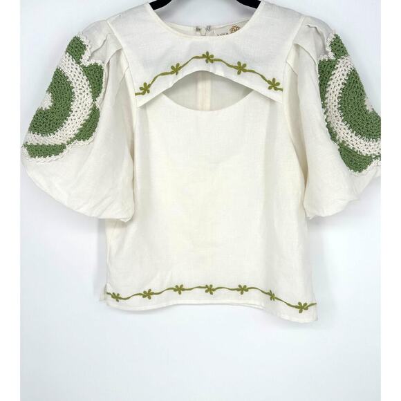 Anna Cate Mila Puff Crochet Sleeve Blouse - Picture 1 of 6